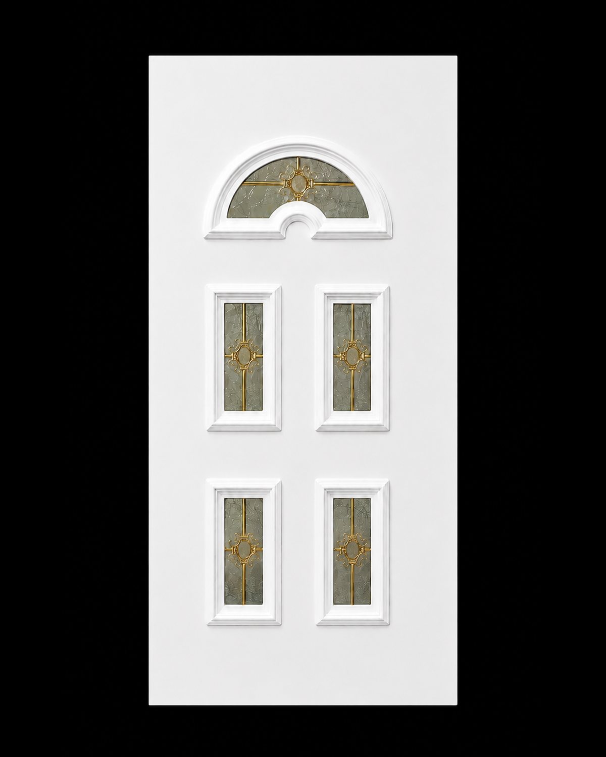 The bare white SK05T leaf photographed in the studio, showing arch and four glazed panels