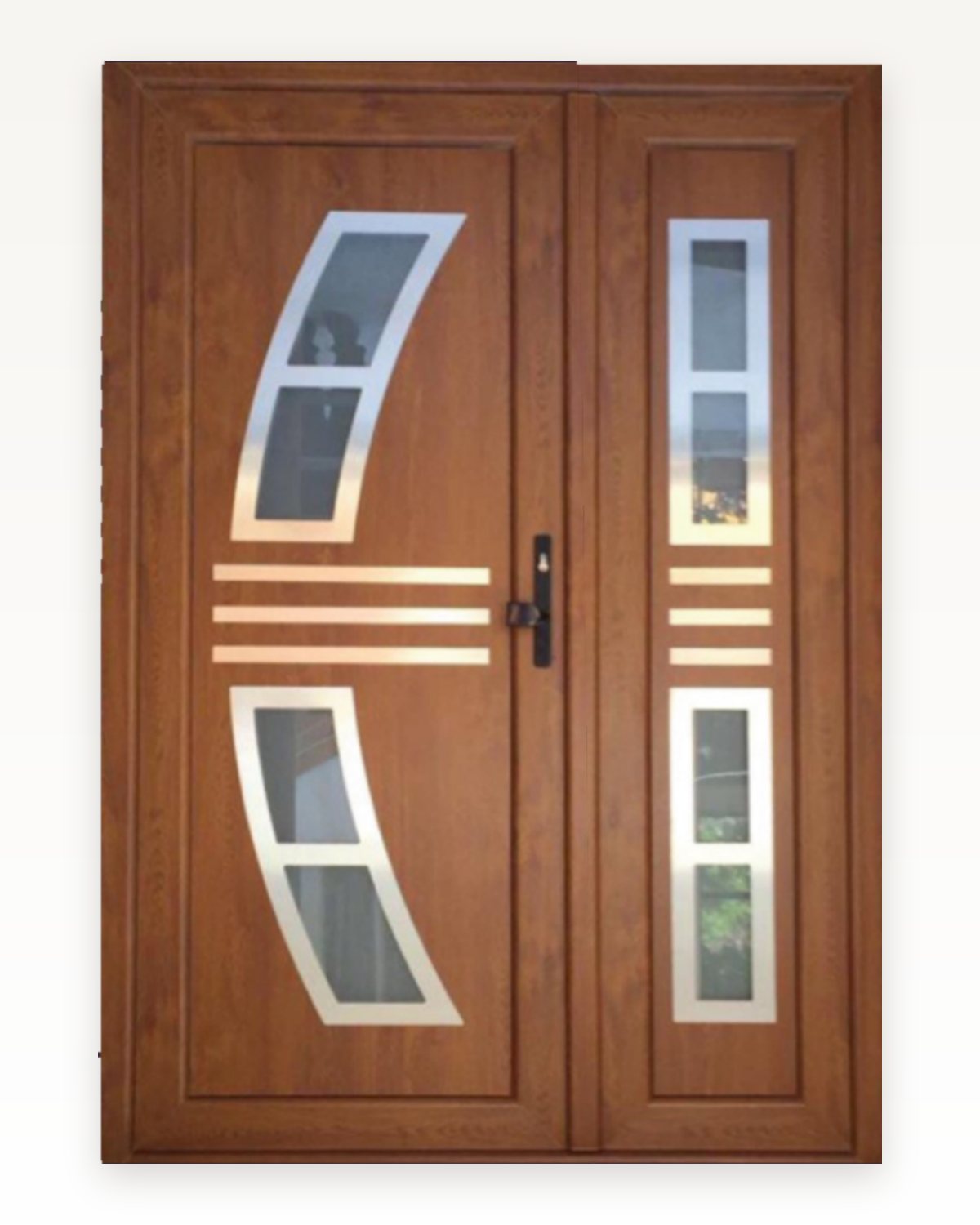 Catalogue rendering of SK14F in golden oak as a double door with a matching sidelight