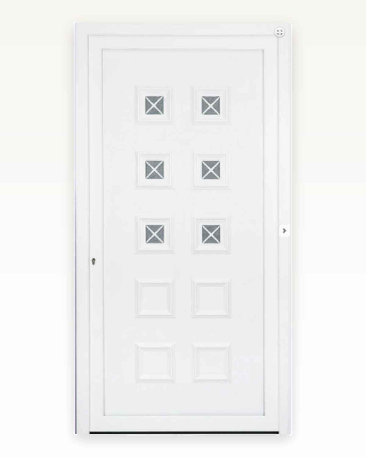 SK17T white thermoformed door panel with ten raised squares and glazed fields, catalogue rendering