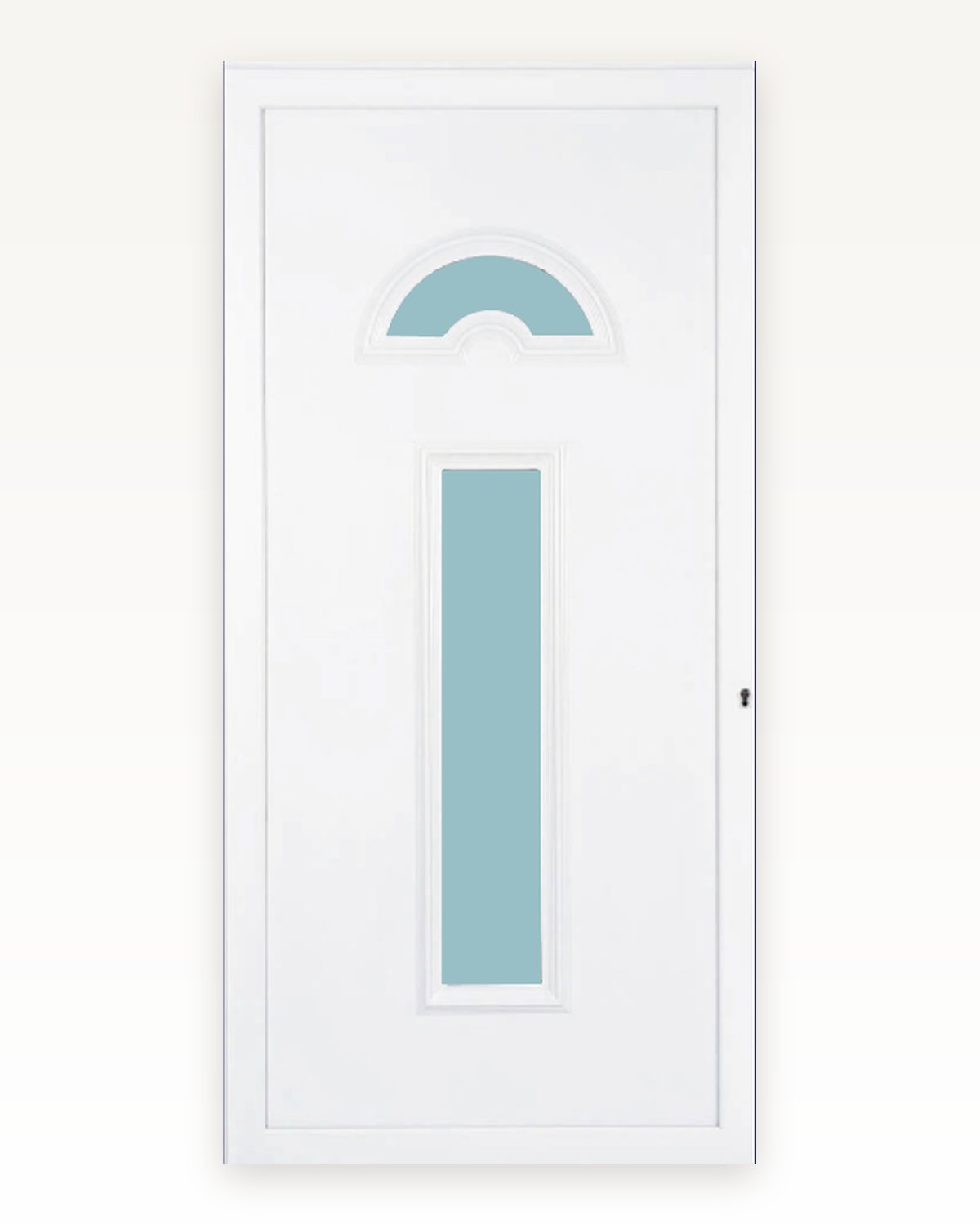 Catalogue rendering of the SK19T panel in white with arch and tall light