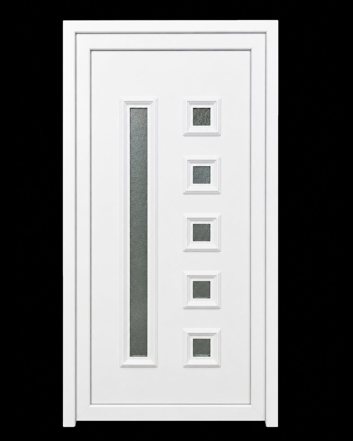 White SK24T thermoform door panel with frame, front studio photograph