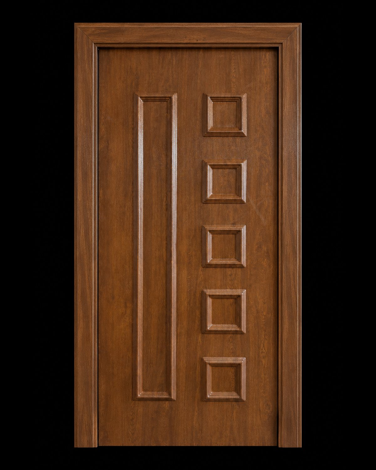 SK24T panel in golden oak without glazing, shown in its frame in studio