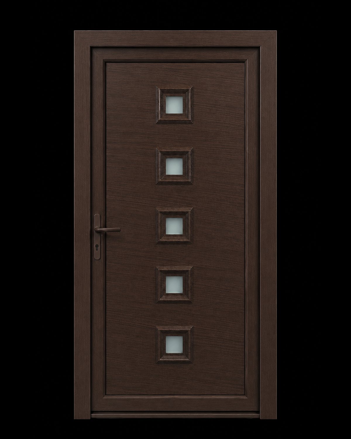 SK27T thermoform door panel in wenge with frame and handle, studio photo