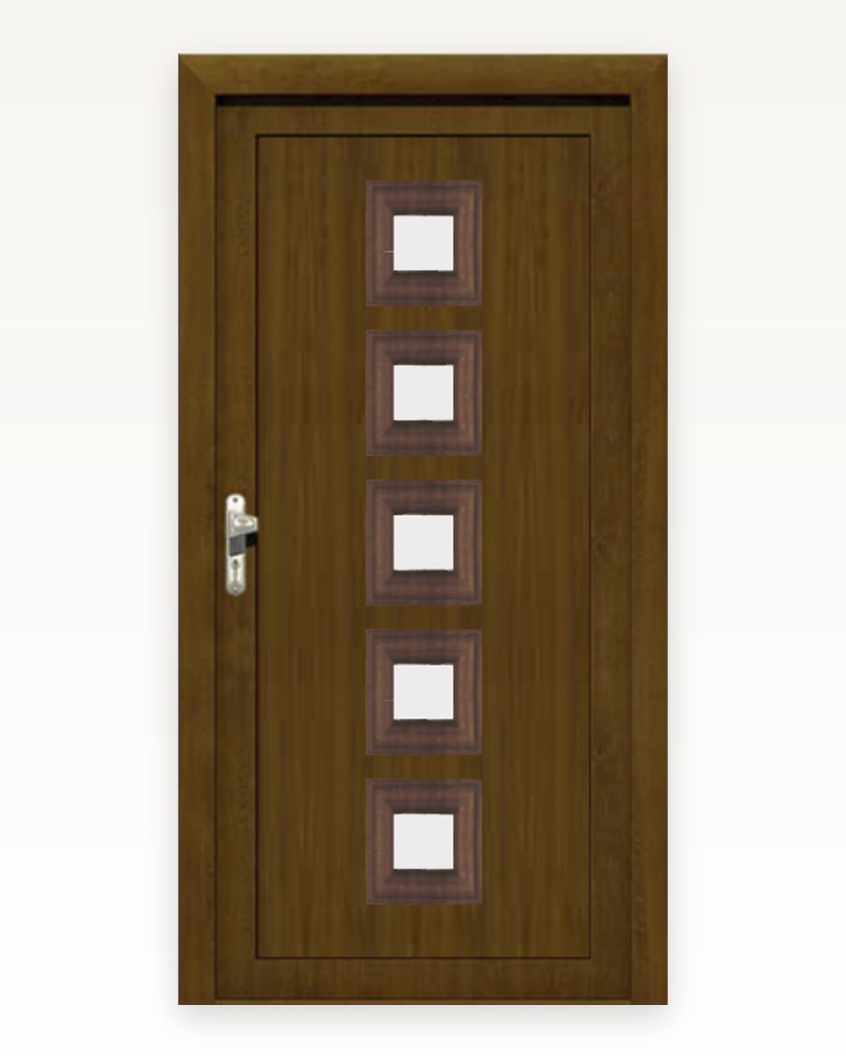 Catalogue rendering of the SK27T panel in golden oak with five squares