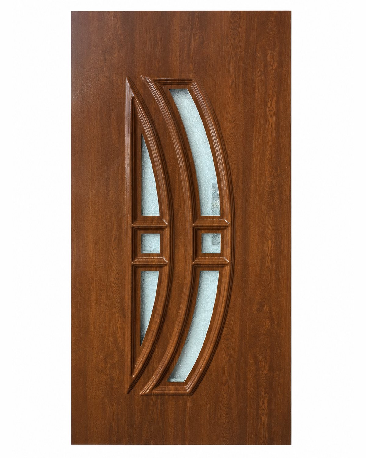 Bare SK33T panel in golden oak showing the two opposed arcs and small square panes