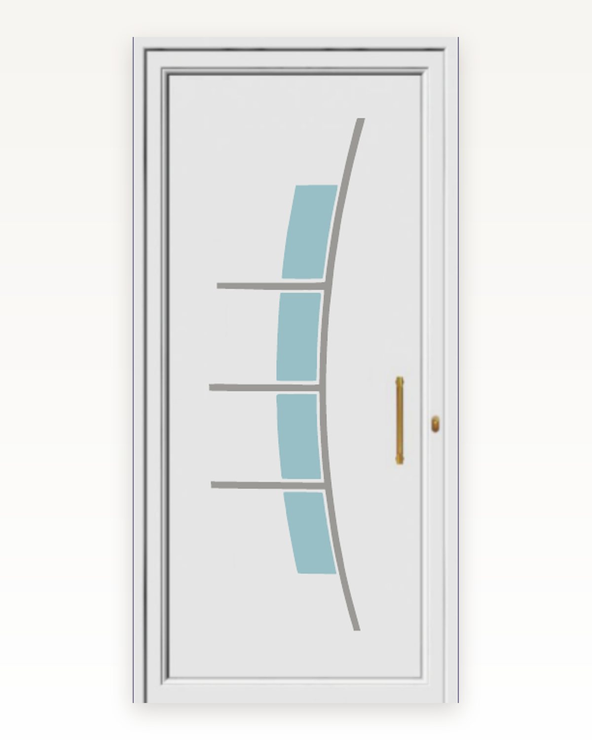 Catalogue rendering of the white SK54F panel with a curved inox arc