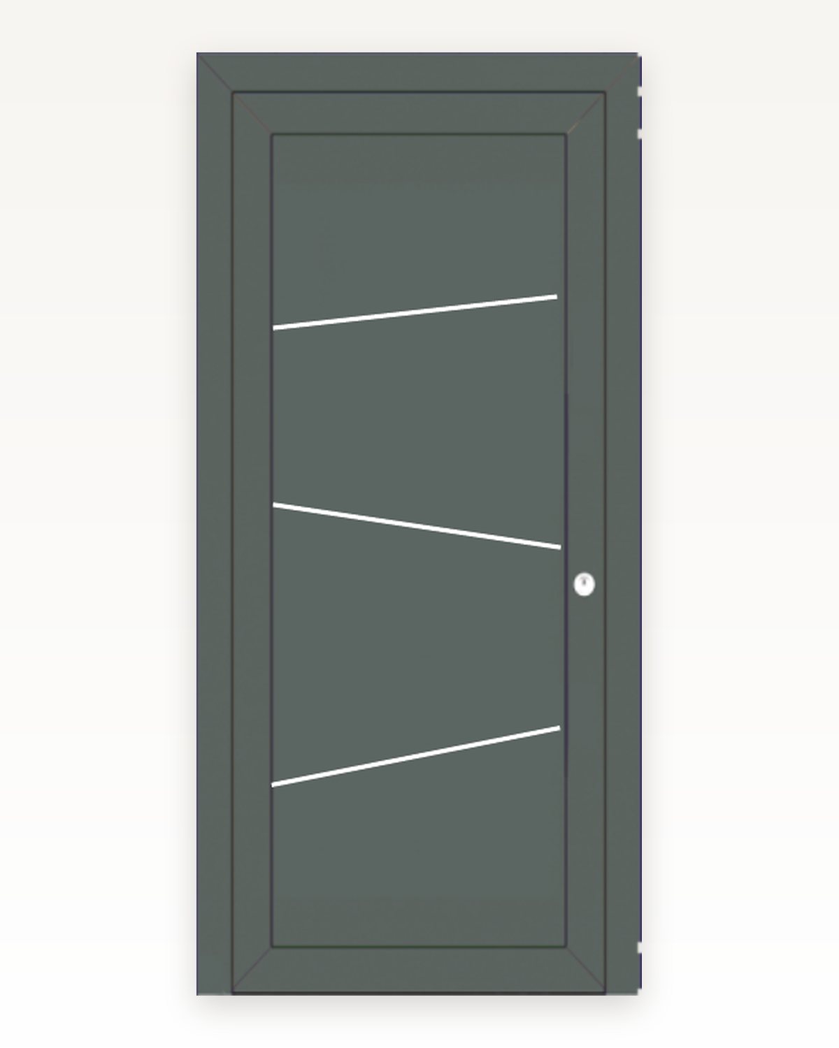 SK62F anthracite door panel with three tilted inox lines, manufacturer's catalogue artwork