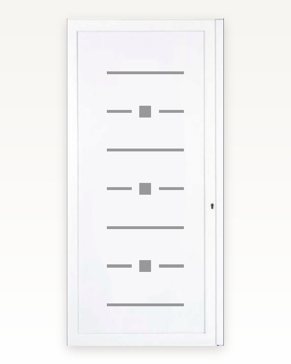 SK66F white inox door panel with six rows of steel lines, catalogue artwork